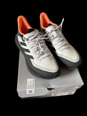adidas Womens 10/Mens 8.5 White Black Orange Athletic Running Shoes